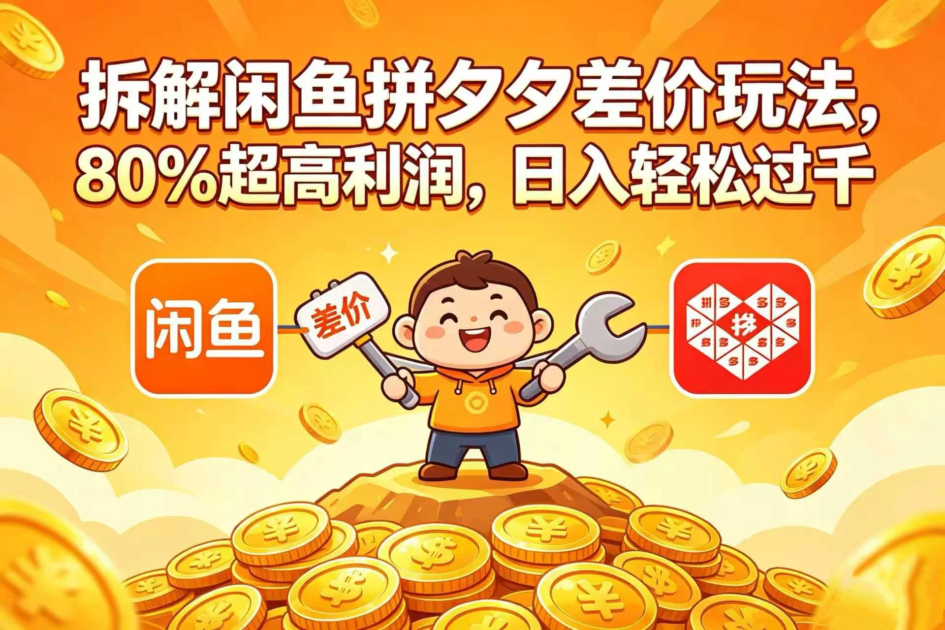 拆解闲鱼拼夕夕差价玩法，80% 超高利润，日入轻松过千