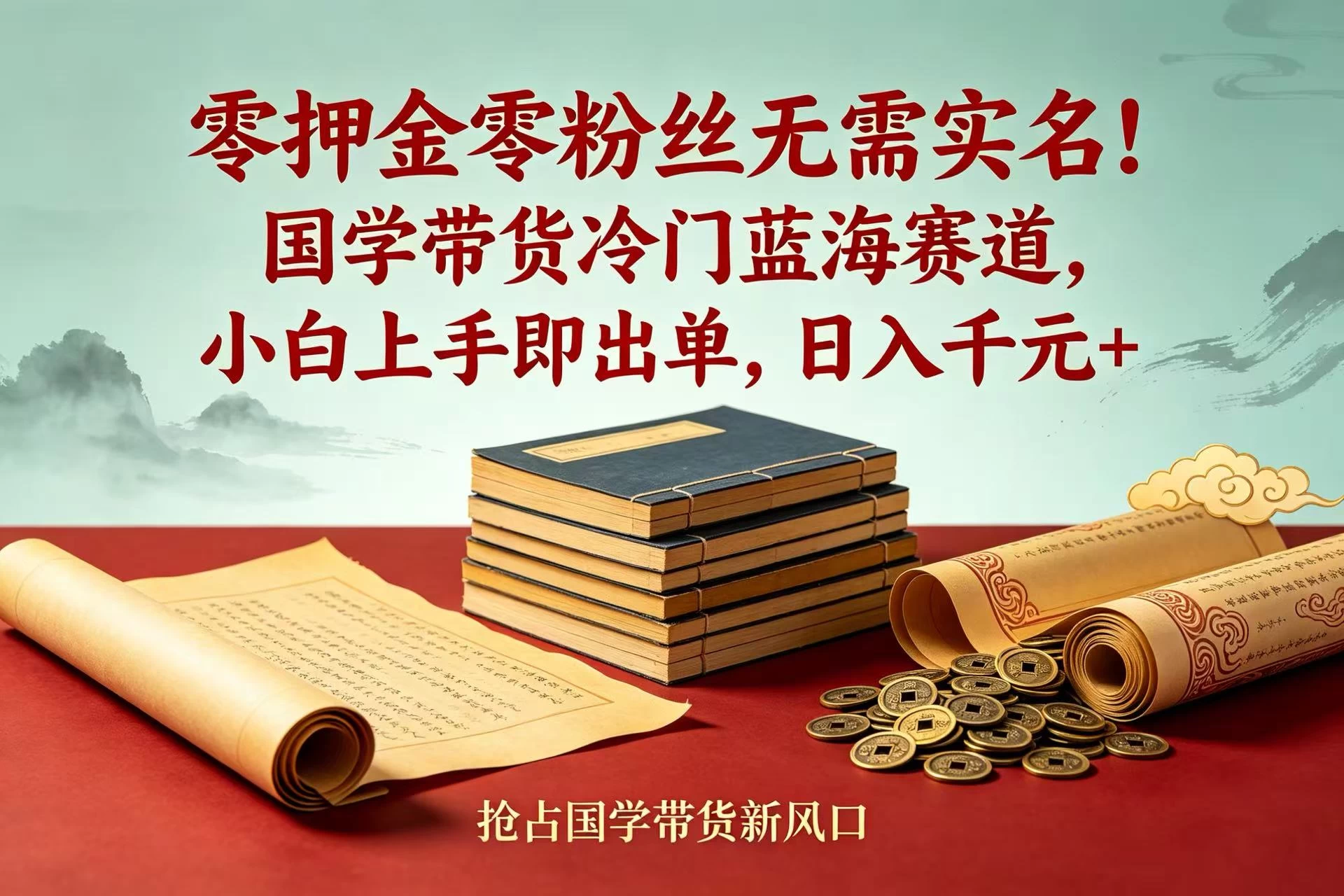 零押金零粉丝无需实名!国学带货冷门蓝海赛道,小白上手即出单,日入千元 + 第1张 零押金零粉丝无需实名!国学带货冷门蓝海赛道,小白上手即出单,日入千元 + 第1张